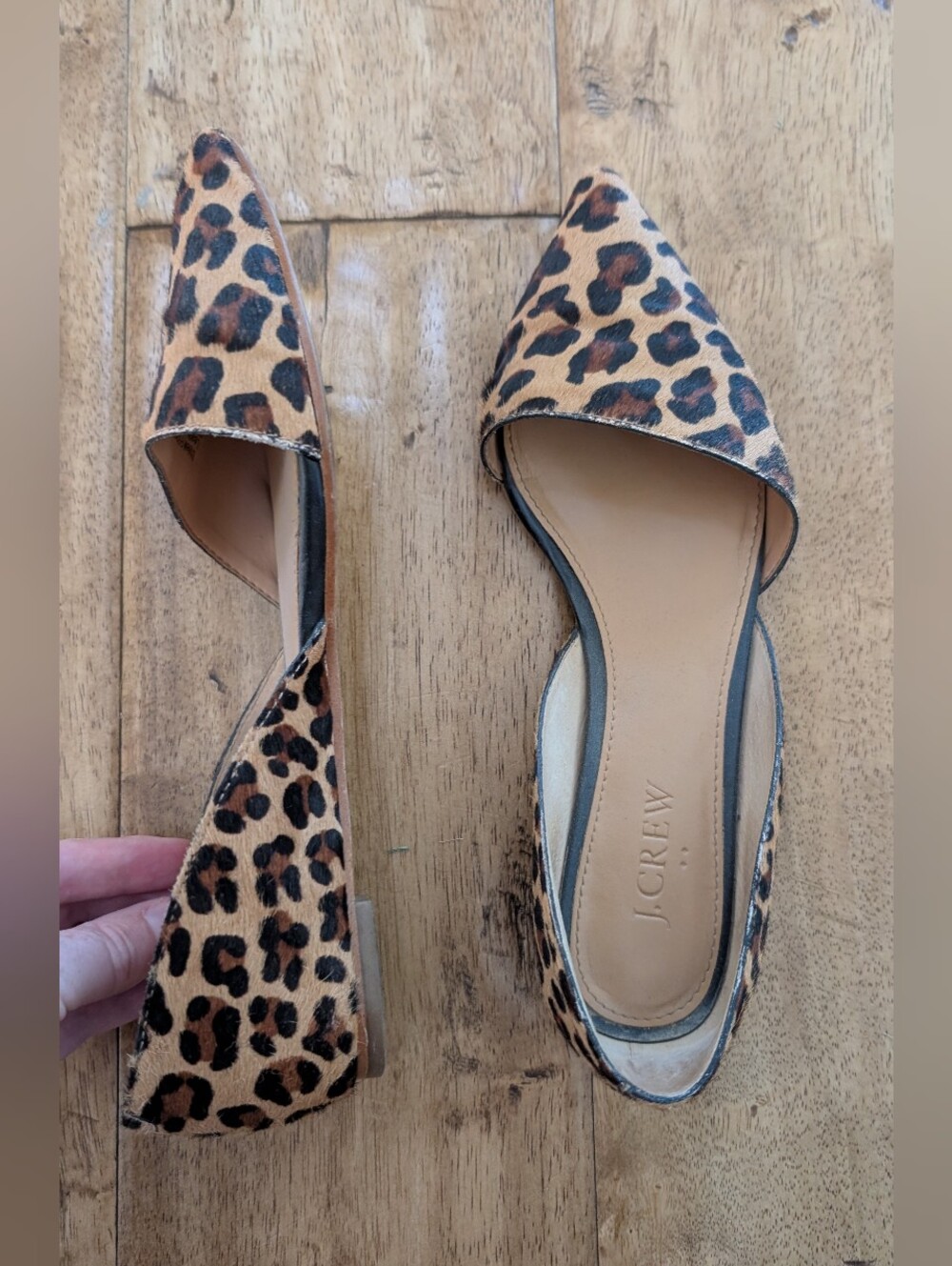J. Crew Leopard Print Pointed D'Orsay Flats - Tan & Black - Picture 6 of 6